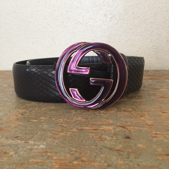Gucci Accessories - SOLD Gucci Purple Gold GG Leather Belt